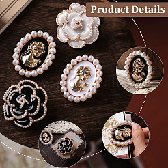 Clips ovales en alliage émail et perles de plastique&nbsp;AJEW-WH20130-221B-02