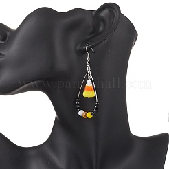 Orecchini pendenti in ottone e vetro color mais&nbsp;EJEW-JE06660