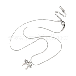 Collane con catena a serpente rotonda con ciondolo a fiocco in acciaio inossidabile 304 anti-appannamento per le donne&nbsp;NJEW-Z044-11P