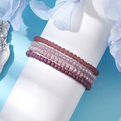 Set di braccialetti elasticizzati con perline di semi di vetro da 4 pz e 4 stili&nbsp;BJEW-JB10606