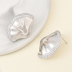 Ohrstecker aus Messing mit Mikropavé-Zirkonia für Damen&nbsp;EJEW-A167-22P