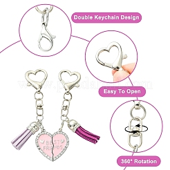 10 pz portachiavi con chiusura a moschettone in lega a forma di cuore&nbsp;HJEW-YW00393
