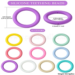 10 Stück 10 Farben runde Ring-Fokalperlen aus lebensmittelechtem Silikon&nbsp;SIL-CJ0001-32