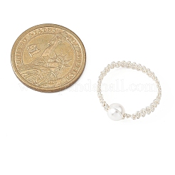Anelli da dito con perle intrecciate e conchiglia rotonda per donna&nbsp;RJEW-JR00950-02