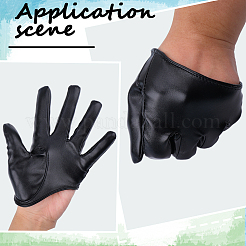 1 paire de gants demi-paume en cuir PU&nbsp;AJEW-CL0001-40A