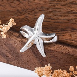 Anelli polsino aperto in acciaio inossidabile 304 stafish per donna&nbsp;RJEW-F174-01P