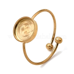 Matériaux pour bracelets joncs ouverts plats et ronds en acier inoxydable 304 avec plateau à sertir&nbsp;SA-CBABF3F-04G-07