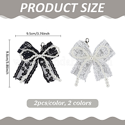4 ciondolo decorativo con fiocco in resina e pizzo in poliestere bicolore&nbsp;HJEW-ME0001-32