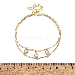 Chaînes en laiton et bracelets double rangs de perles de culture d'eau douce naturelles pour femmes&nbsp;BJEW-JB14135