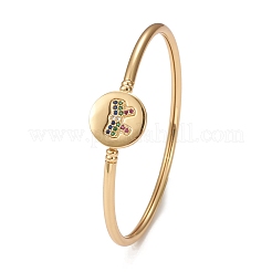Armreifen aus Messing mit Micropave-Kubikzirkonia-Beschichtung&nbsp;BJEW-E071-20G-01