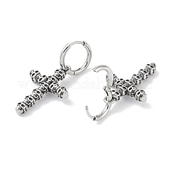 Creolen aus chirurgischem Edelstahl 316 mit Kreuz und Totenkopf für Damen&nbsp;EJEW-P274-10AS