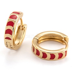 Orecchini a cerchio huggie in ottone smaltato&nbsp;EJEW-P187-K