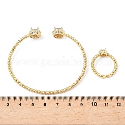Runde Messing-Armreif- und Ring-Sets mit Mikropflaster und Zirkonia für Damen&nbsp;SJEW-R002-01G-02