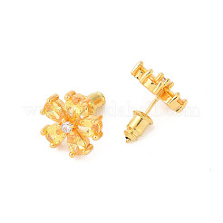 Boucles d'oreilles à clous en zircone cubique micro pavée de laiton placage en rack&nbsp;EJEW-I304-07G-08