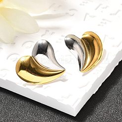 Orecchini a bottone bicolore in acciaio inossidabile 304&nbsp;EJEW-F355-04GP-03