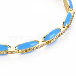 Bracciale da donna con catena a maglie in ottone micro pavé di zirconi cubici&nbsp;BJEW-T020-05G-02