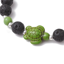 Bracelets extensibles en pierre de lave naturelle et perles de turquoise synthétiques teintées pour hommes et femmes&nbsp;BJEW-JB11830