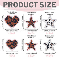 12 pieza de 6 estilos de parches de tela bordada con estampado de leopardo de poliéster para planchar o coser&nbsp;PATC-TA0001-57