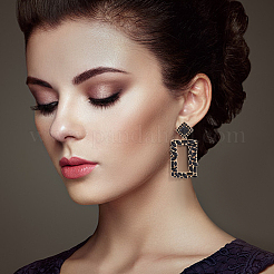 3 par de pendientes colgantes rectangulares huecos con rhinestone de 3 colores&nbsp;EJEW-FI0001-12