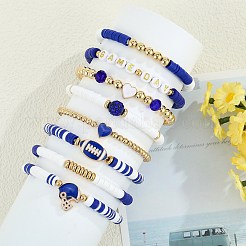 1 juego de pulseras elásticas de cuentas heishi de arcilla polimérica hechas a mano&nbsp;BJEW-SZ0002-67B-01