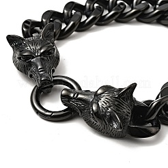 Panzerkettenarmband aus 304 Edelstahl mit Wolfsverschluss für Männer und Frauen&nbsp;BJEW-E009-17EB