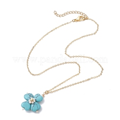 Colliers avec pendentif trèfle en turquoise synthétique&nbsp;NJEW-JN05170-01