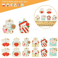 12 Stück 6 Stile Valentinstag-Legierungs-Email-Anhänger&nbsp;ENAM-FS0002-34