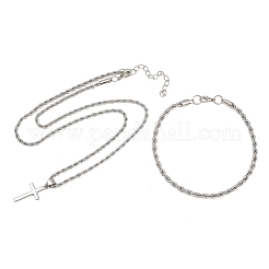 Sets aus Halsketten und Armbändern mit Kreuzanhänger aus einer Legierung für Damen&nbsp;SJEW-A002-01P