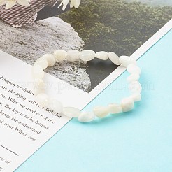 Bracelets extensibles en perles de pierre de lune blanche naturelle pour enfants&nbsp;BJEW-JB06250-02