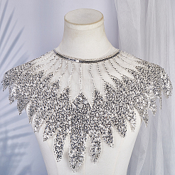 Kragenbesatz aus Polyester mit computerbesticktem Glitzer&nbsp;DIY-WH20002-206C