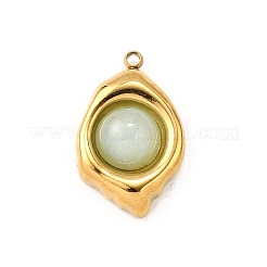 Pendentifs ovales en acier inoxydable 304 avec pierres précieuses naturelles mélangées&nbsp;STAS-Z135-08G