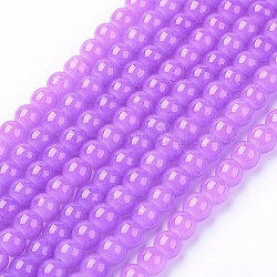 Imitation Jade Glass Beads Strands, Spray Painted, Round, Orchid, 6mm, Hole: 1.3~1.6mm, about 133pcs/strand, 31.4 inch