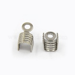 Brass Folding Crimp Ends, Fold Over Crimp Cord Ends, Lead Free & Nickel Free, Gunmetal, Size: about 4mm wide, 7mm long, hole: 1mm