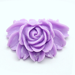 Resin Cabochons, Flower, Medium Violet Red, 34x43~45x17mm