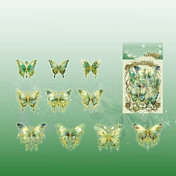 20 Stück 10 Stile Laser wasserdichte Haustier Schmetterling dekorative Aufkleber, selbstklebende Aufkleber, für diy scrapbooking, grün, 50~70 mm, 2pcs / style