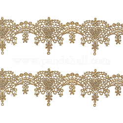 CHGCRAFT 5 Yards 1.7inch Wide Gold Lace Trim Venice Gold Lace Ribbon Love Heart Polyester Embroidery Lace Trim for Bridal Dance Costume Sewing