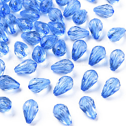 Perles en acrylique transparente, facette, larme, bleuet, 12x8mm, Trou: 1.5mm, environ 1338 pcs/500 g