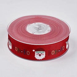 ポリエステルプリントグログランリボン  クリスマステーマ  サンタクロース  レッド  1インチ（25mm）  約100ヤード/ロール（91.44メートル/ロール）