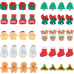 Кабошоны из непрозрачной смолы на тему Рождества, 40 шт., 10 вида стилей, снеговик, северный олень и счастливый мешок, разнообразные, разноцветные, 21~31x15~24x5~9 мм, 4шт / стиль
