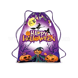 Mochilas de poliester, mochilas con cordón de cuerda de nailon, tema de halloween, Violeta Azul, 342x283x0.2mm