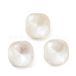 Glass Rhinestone Cabochons, Point Back & Back Plated, Faceted, Square, Crystal, 8x8x4mm