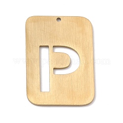 Placcatura ionica (ip) 304 ciondoli in acciaio inossidabile, rettangolo con l'alfabeto, cavo, letter.p, 32x22x1mm, Foro: 1.5 mm