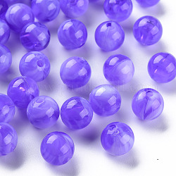 Acryl-Perlen, Nachahmung Edelstein, Runde, Schieferblau, 10 mm, Bohrung: 1.6 mm, ca. 1000 Stk. / 500 g