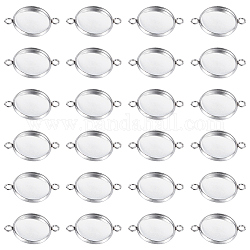 CREATCABIN 50Pcs 304 Stainless Steel Cabochon Connector Settings, Plain Edge Bezel Cups, Flat Round, Stainless Steel Color, Tray: 8mm, 15x10x2mm, Hole: 1.5mm