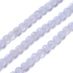 Abalorios naturales ágata de encaje azul hebras, facetados, redondo, 3~3.5mm, agujero: 0.5 mm, aproximamente 115~130 pcs / cadena, 14.5~16.1 pulgada (37~41 cm)