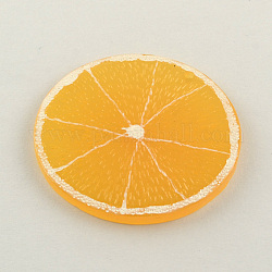 Ciondoli frutta resina, limone / rotonda piatta, arancione, 48x3mm, Foro: 2 mm