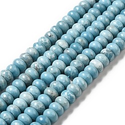 Natural Gemstone Beads Strands, Imitation Larimar, Dyed, Rondelle, Sky Blue, 10x6mm, Hole: 1.2mm, about 61pcs/strand, 14.80 inch(37.6cm)