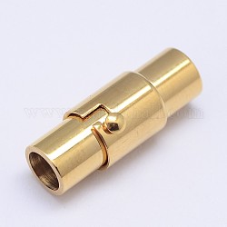 列 304 ステンレス鋼ロッキングチューブマグネットクラスプ  イオンプレーティング（ip）  ゴールドカラー  17x7mm  穴：5mm
