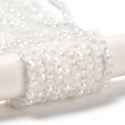 Supporti per perle di vetro imitazione giada, ab colori, sfaccettato, tondo, bianco, 4.5x4mm, Foro: 1 mm, circa 94~95pcs/filo, 13.90~14.02 pollice (35.3~35.6 cm)