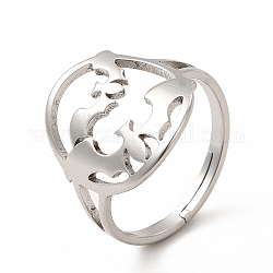 304 anello regolabile per pipistrello in acciaio inossidabile da donna, colore acciaio inossidabile, misura degli stati uniti 6 (16.5mm)